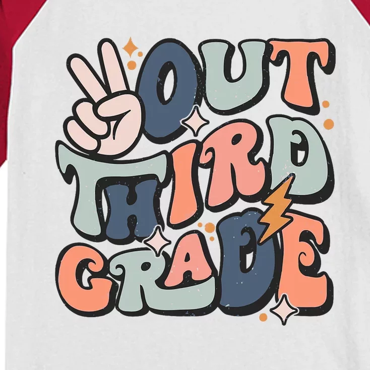 Groovy Last Day Of School 3rd Grade Peace Out Third Grade Kids Colorblock Raglan Jersey