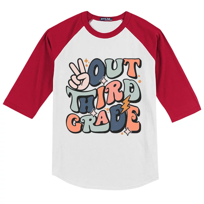 Groovy Last Day Of School 3rd Grade Peace Out Third Grade Kids Colorblock Raglan Jersey