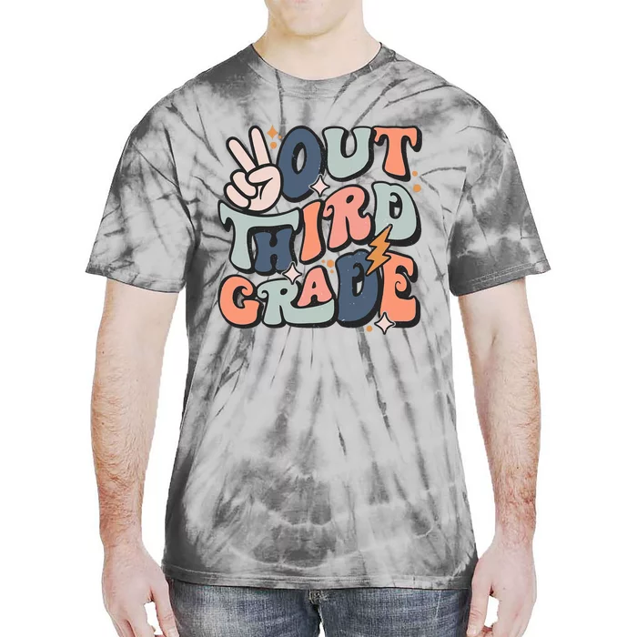 Groovy Last Day Of School 3rd Grade Peace Out Third Grade Tie-Dye T-Shirt