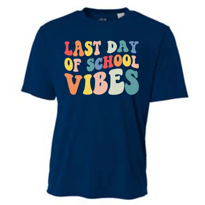 Groovy Last Day Of School Vibes Teacher Student Graduation Cooling Performance Crew T-Shirt