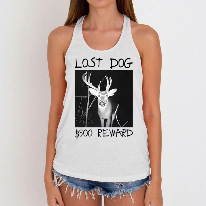 Gotfunny Lost Dog $500 Reward Women's Knotted Racerback Tank