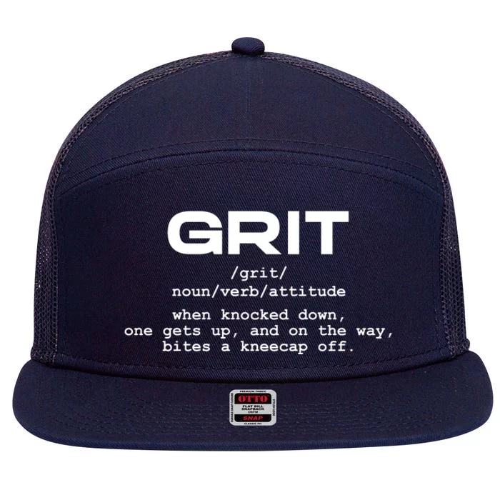 Grit Lions Definition Funny Detroit City 7 Panel Mesh Trucker Snapback Hat