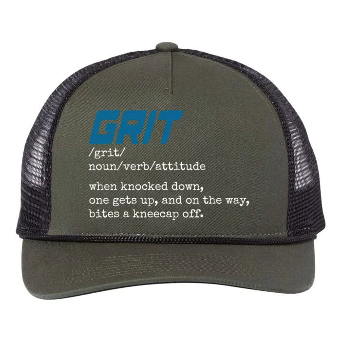 Grit Lions Definition Funny Detroit City Retro Rope Trucker Hat Cap