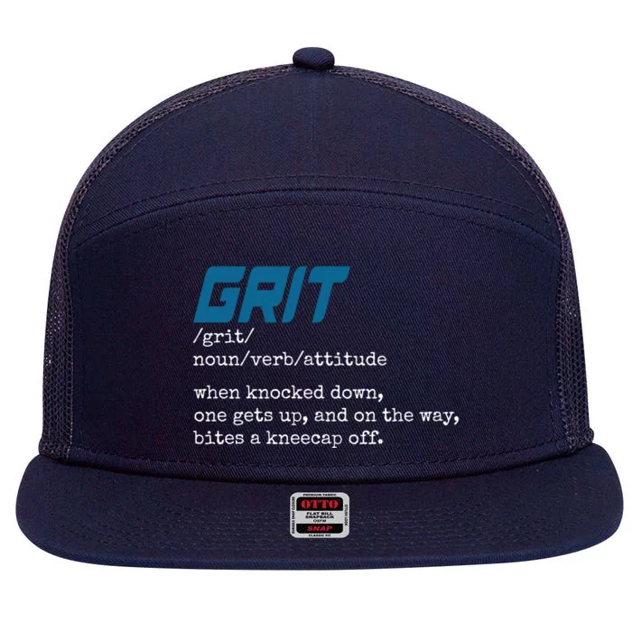 Grit Lions Definition Funny Detroit City 7 Panel Mesh Trucker Snapback Hat