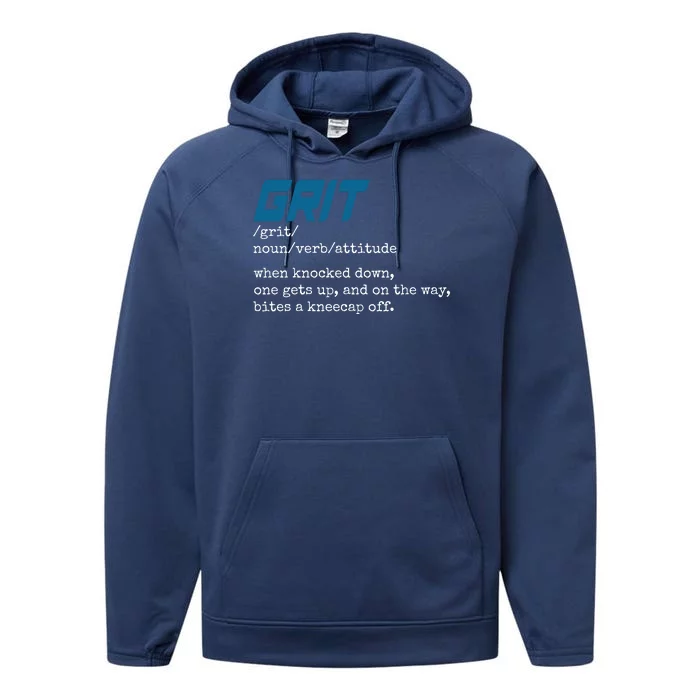 Grit Lions Definition Funny Detroit City Performance Fleece Hoodie