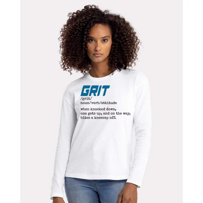 Grit Lions Definition Funny Detroit City Womens Cotton Relaxed Long Sleeve T-Shirt