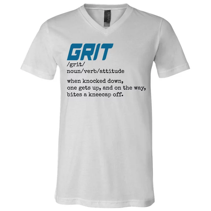 Grit Lions Definition Funny Detroit City V-Neck T-Shirt