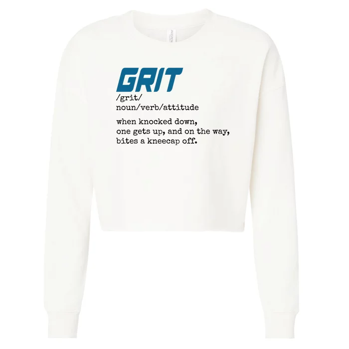 Grit Lions Definition Funny Detroit City Cropped Pullover Crew