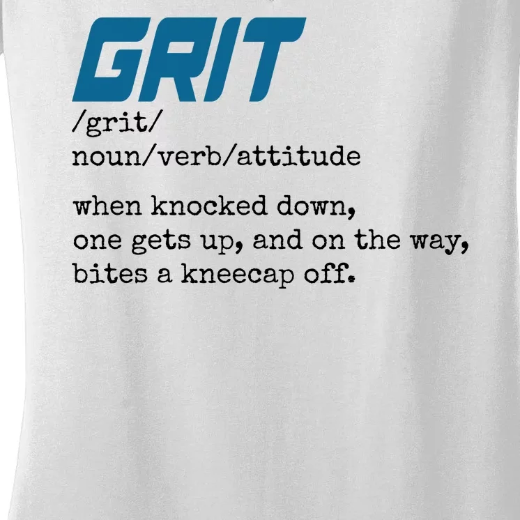 Grit Lions Definition Funny Detroit City Women's V-Neck T-Shirt