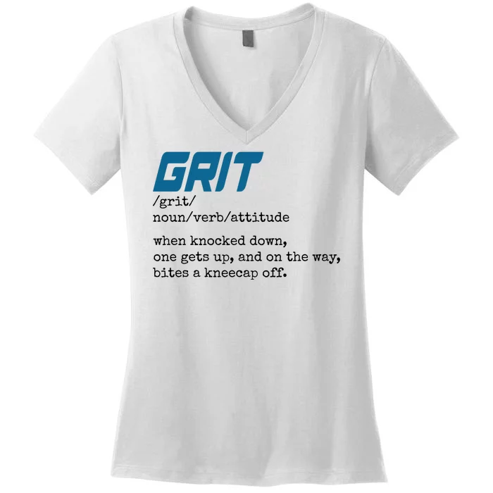 Grit Lions Definition Funny Detroit City Women's V-Neck T-Shirt