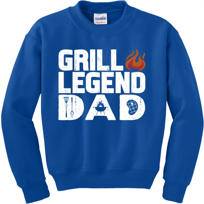 Grill Legend Dad Grill And Smoker Barbecue Chef Dad Funny Gift Kids Sweatshirt