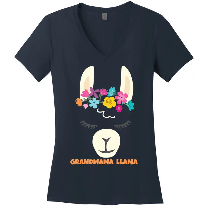 GRANDMAMA LLAMA Epic Last Minute Gift Valentines Birthday Women's V-Neck T-Shirt