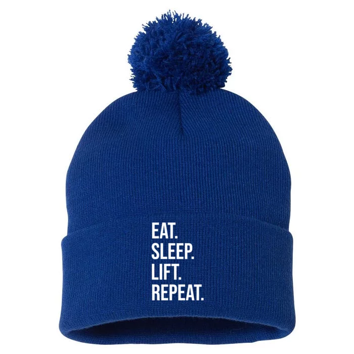 Gym Lifting Eat Sleep Lift Repeat Gift Pom Pom 12in Knit Beanie