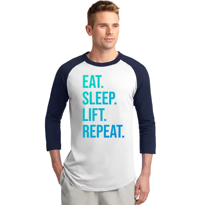 Gym Lifting Eat Sleep Lift Repeat Gift Baseball Sleeve Shirt