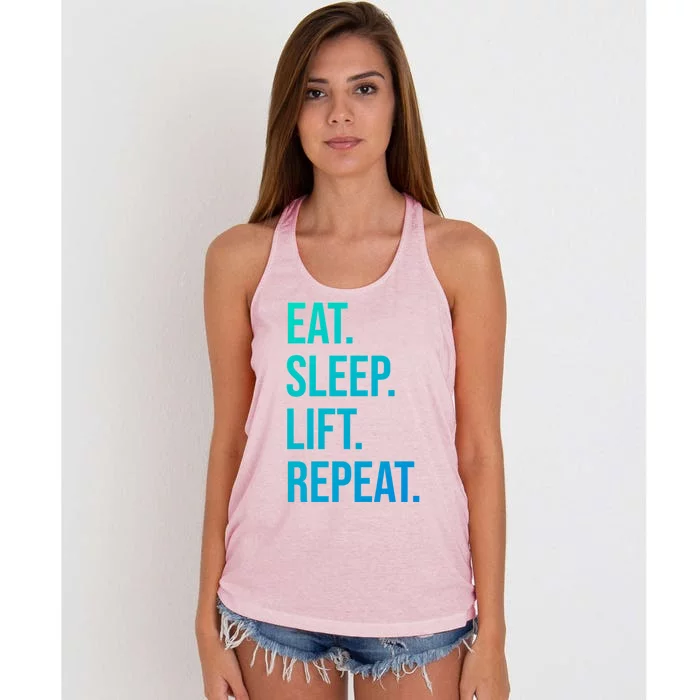 Gym Lifting Eat Sleep Lift Repeat Gift Women's Knotted Racerback Tank