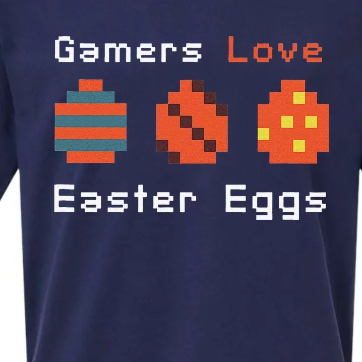 Gamers Love Easter Eggs Video Gamer Pixel Sueded Cloud Jersey T-Shirt