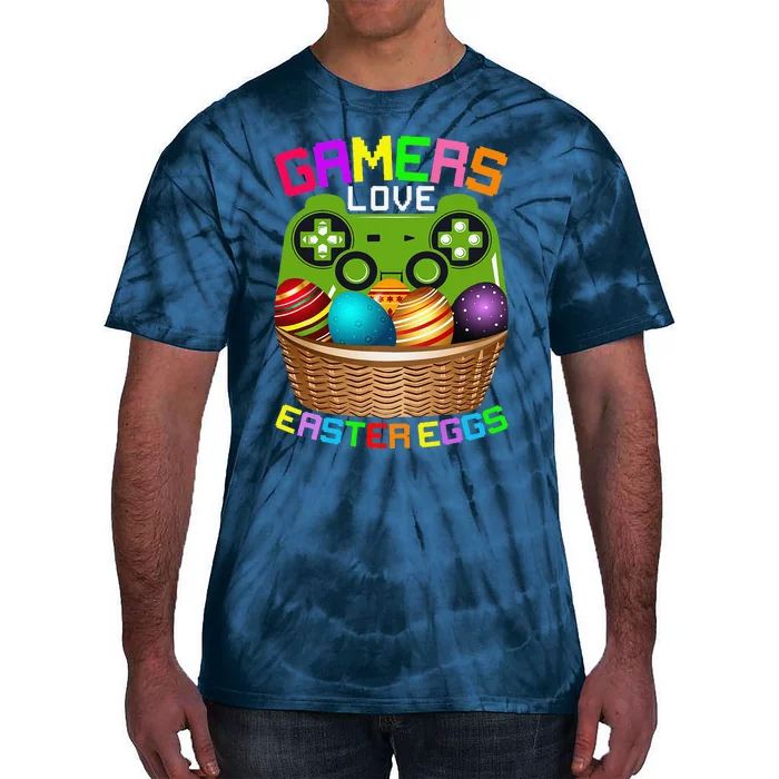 Gamers Love Easter Eggs Bunnyns Dad Gamer Tie-Dye T-Shirt