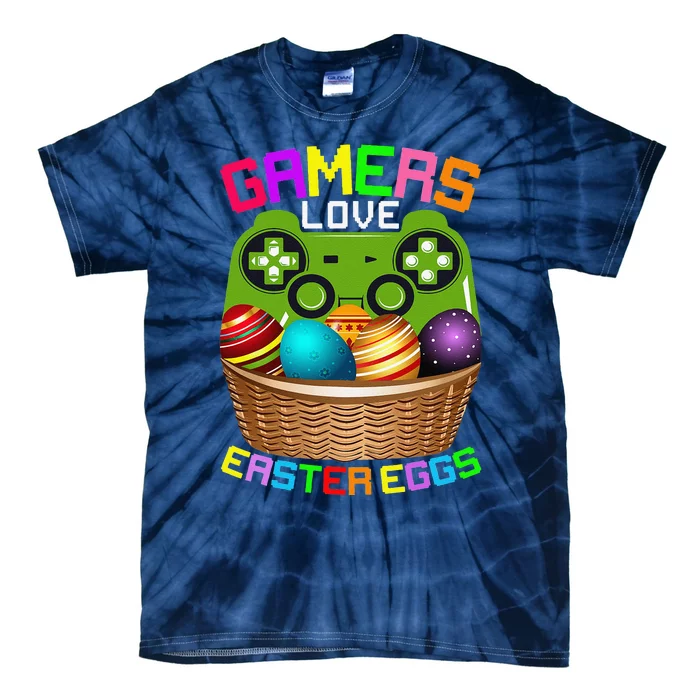 Gamers Love Easter Eggs Bunnyns Dad Gamer Tie-Dye T-Shirt