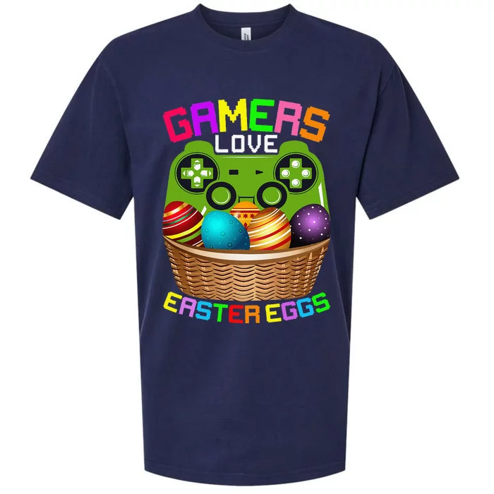 Gamers Love Easter Eggs Bunnyns Dad Gamer Sueded Cloud Jersey T-Shirt