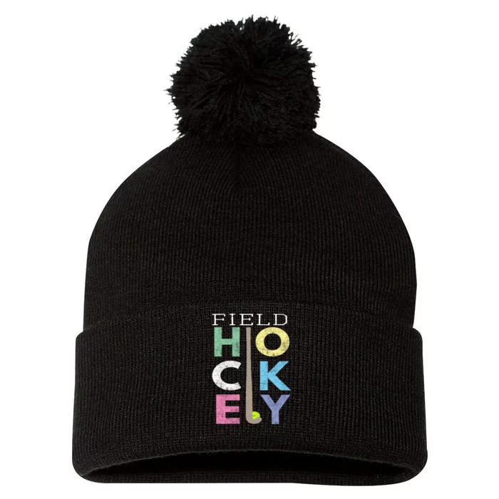 Girls Love Field Hockey Fun Birthday Gift Product Gift Pom Pom 12in Knit Beanie