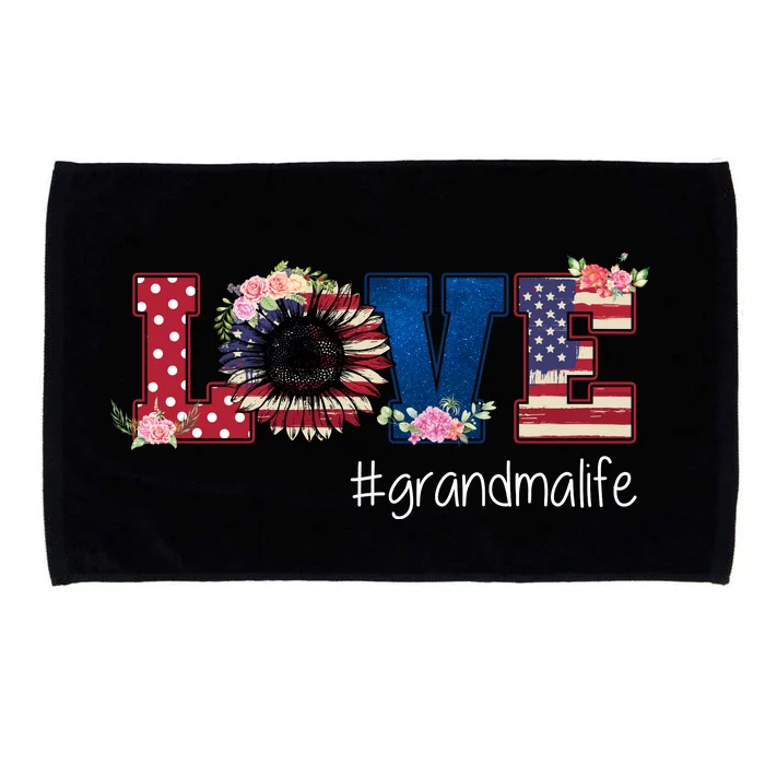 Grandma Life Floral Usa Flag Microfiber Hand Towel