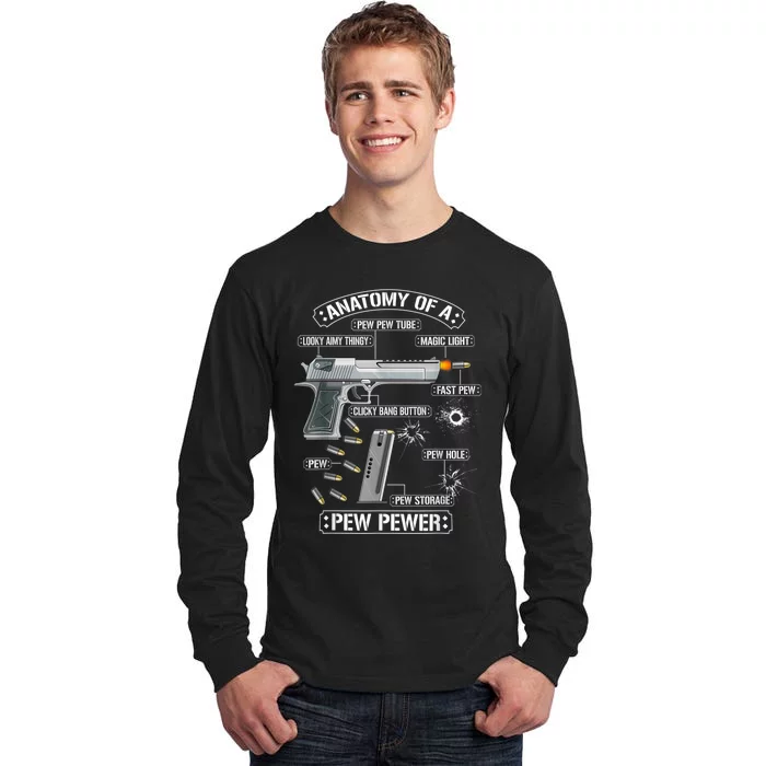 Gun Lovers Funny Amendment Meme Anatomy Of A Pew Pewer Tall Long Sleeve T-Shirt