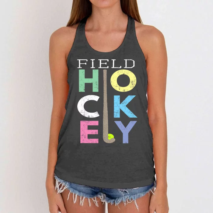 Girl Love Field Hockey Fun Birthday Gift product Women's Knotted Racerback Tank