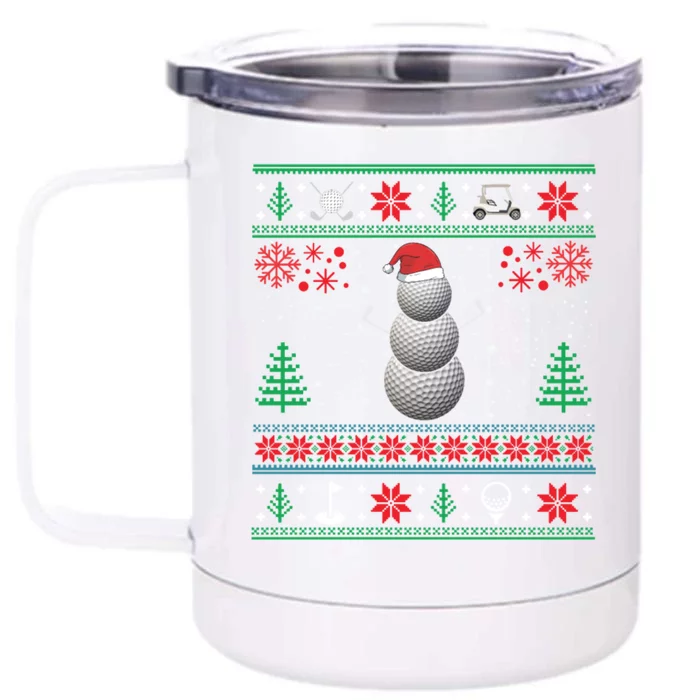 Golf Lover Funny Golf Ugly Christmas Sweaters Gift Front & Back 12oz Stainless Steel Tumbler Cup