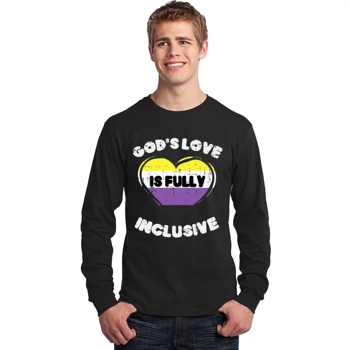 Gods Love Fully Inclusive Heart Enby Nb Pride Flag Long Sleeve Shirt