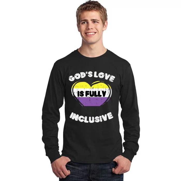 Gods Love Fully Inclusive Heart Enby Nb Pride Flag Tall Long Sleeve T-Shirt