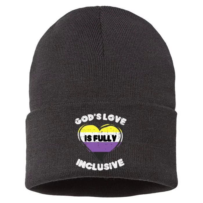 Gods Love Fully Inclusive Heart Enby Nb Pride Flag Sustainable Knit Beanie