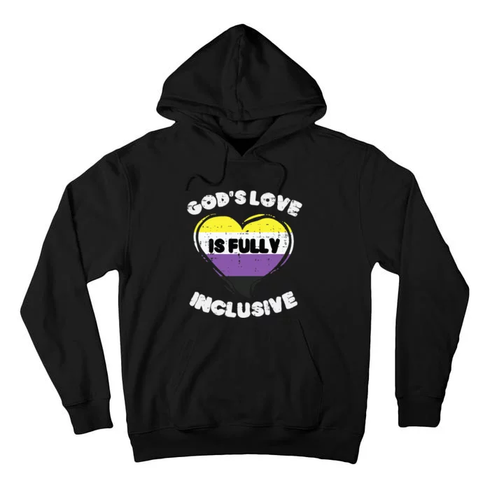 Gods Love Fully Inclusive Heart Enby Nb Pride Flag Tall Hoodie