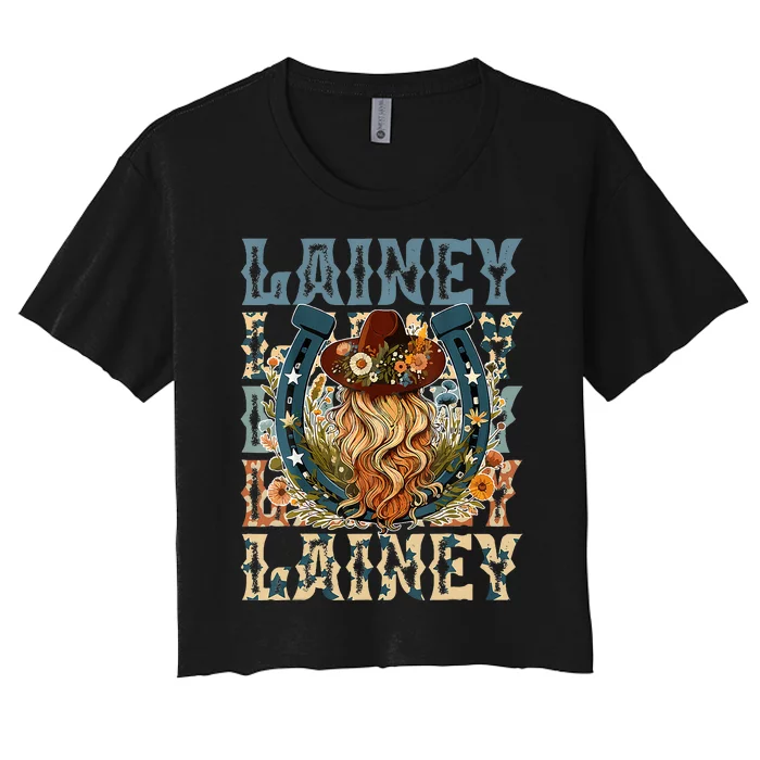 Girl Lainey First Name Personalized Western Cowgirl Women's Crop Top Tee