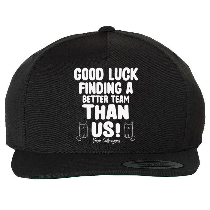 Good Luck Finding Better Team Than Us Colleague Farewell Wool Snapback Cap