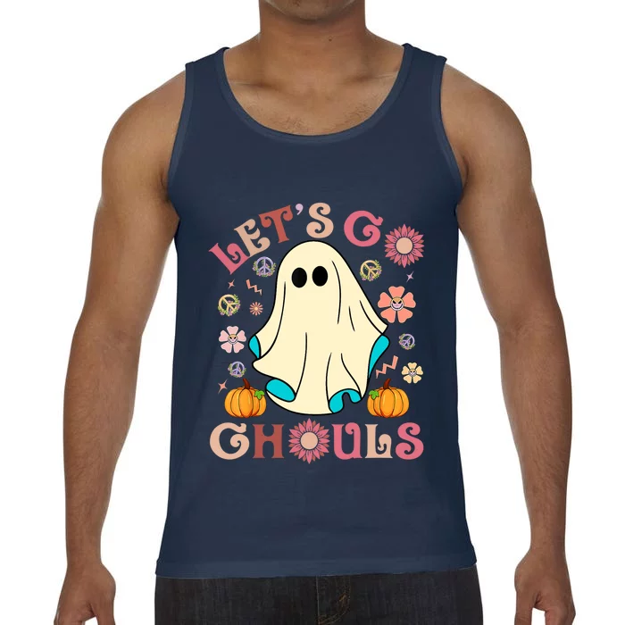 Groovy Lets Go Ghouls Halloween Ghost Outfit Gift Comfort Colors® Tank Top