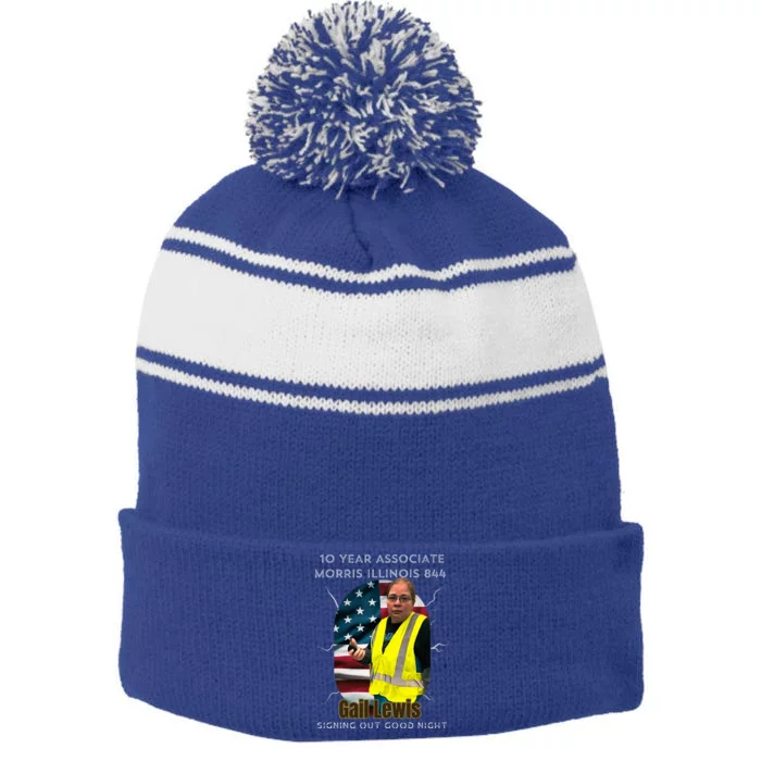 Gail Lewis Stripe Pom Pom Beanie