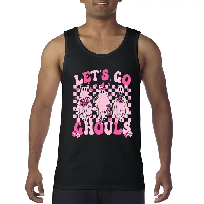 Groovy Let's Go Ghouls Cute Ghosts Funny Halloween Tank Top