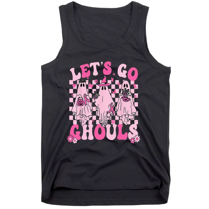 Groovy Let's Go Ghouls Cute Ghosts Funny Halloween Tank Top