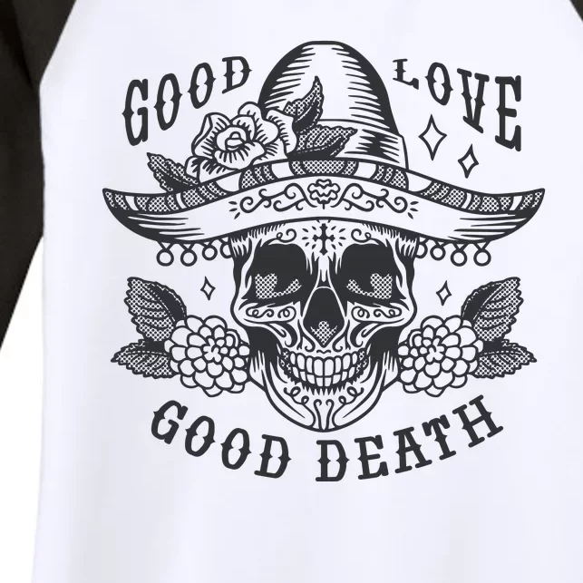 Good Love Good Death Skull Dia De Los Muertos Women's Tri-Blend 3/4-Sleeve Raglan Shirt