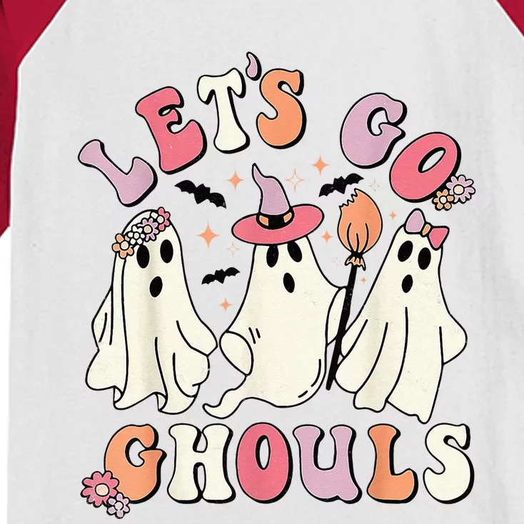 groovy lets go ghouls halloween ghost out costume Kids Colorblock Raglan Jersey