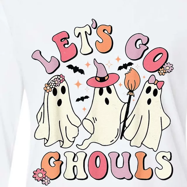 groovy lets go ghouls halloween ghost out costume Womens Cotton Relaxed Long Sleeve T-Shirt