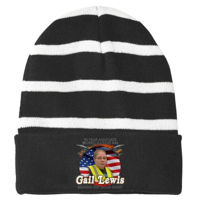 Gail Lewis Striped Beanie with Solid Band