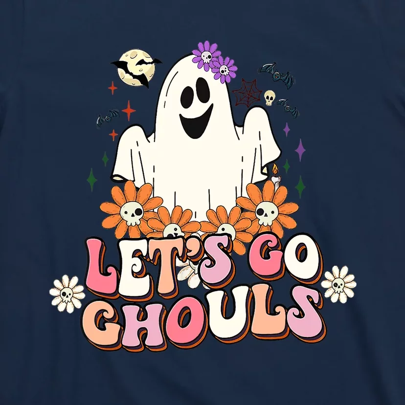 Groovy Lets Go Ghouls Ghost Retro Halloween Wo Girl T-Shirt