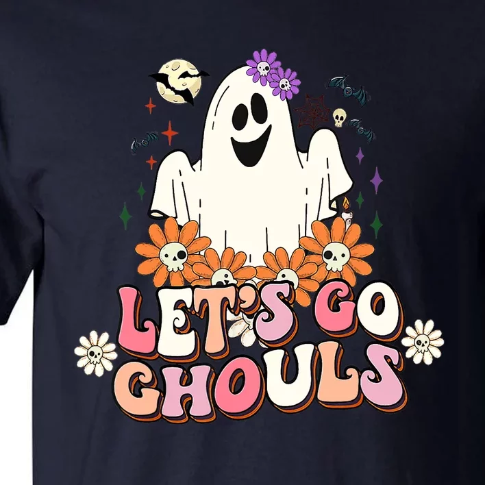 Groovy Lets Go Ghouls Ghost Retro Halloween Wo Girl Tall T-Shirt