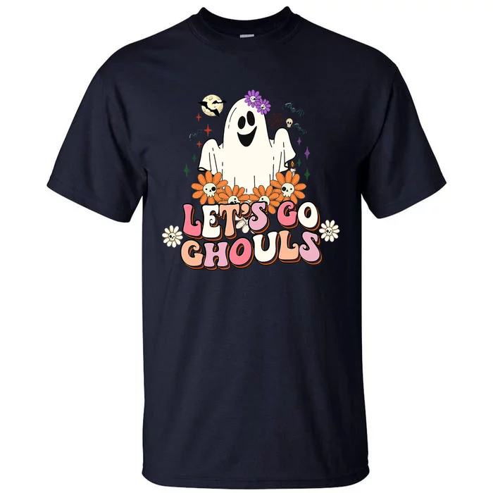 Groovy Lets Go Ghouls Ghost Retro Halloween Wo Girl Tall T-Shirt