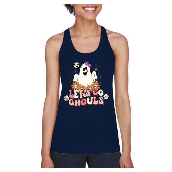 Groovy Lets Go Ghouls Ghost Retro Halloween Wo Girl Women's Racerback Tank