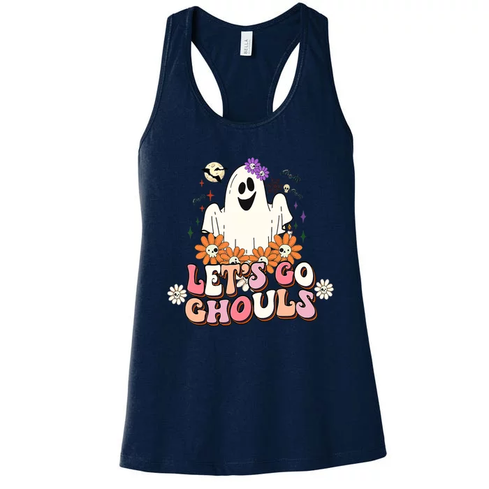 Groovy Lets Go Ghouls Ghost Retro Halloween Wo Girl Women's Racerback Tank