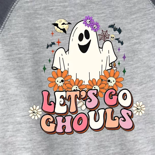 Groovy Lets Go Ghouls Ghost Retro Halloween Wo Girl Toddler Fine Jersey T-Shirt