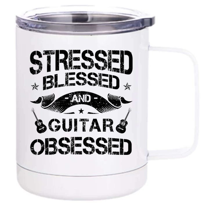 Guitar Lover Guitarist Musician Acoustic Fretted Instrut Meaningful Gift Front & Back 12oz Stainless Steel Tumbler Cup