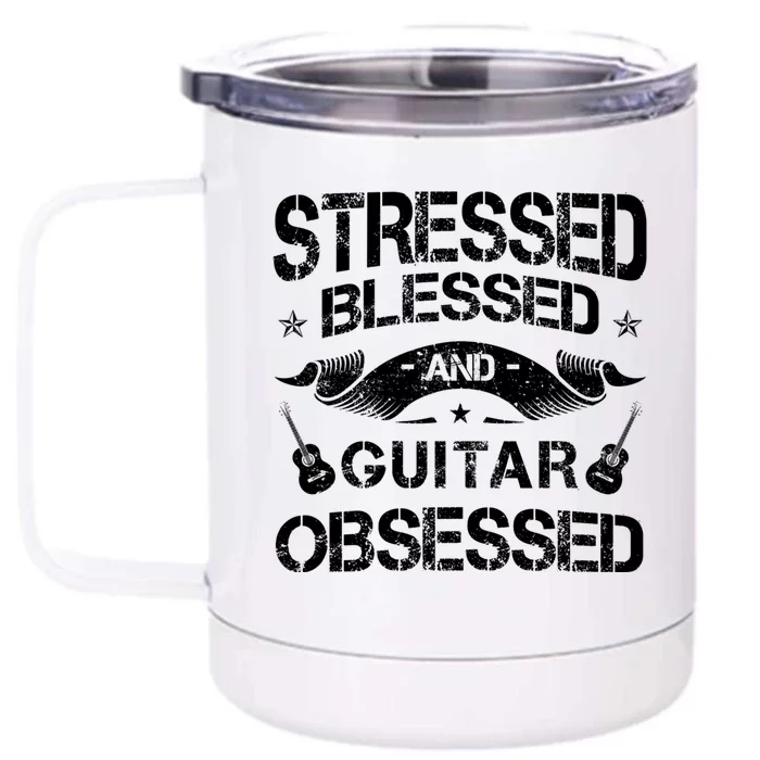 Guitar Lover Guitarist Musician Acoustic Fretted Instrut Meaningful Gift Front & Back 12oz Stainless Steel Tumbler Cup